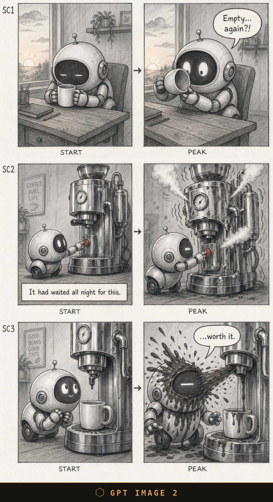 No-cast, GPT Image 2: rich artwork, lines without guillemets