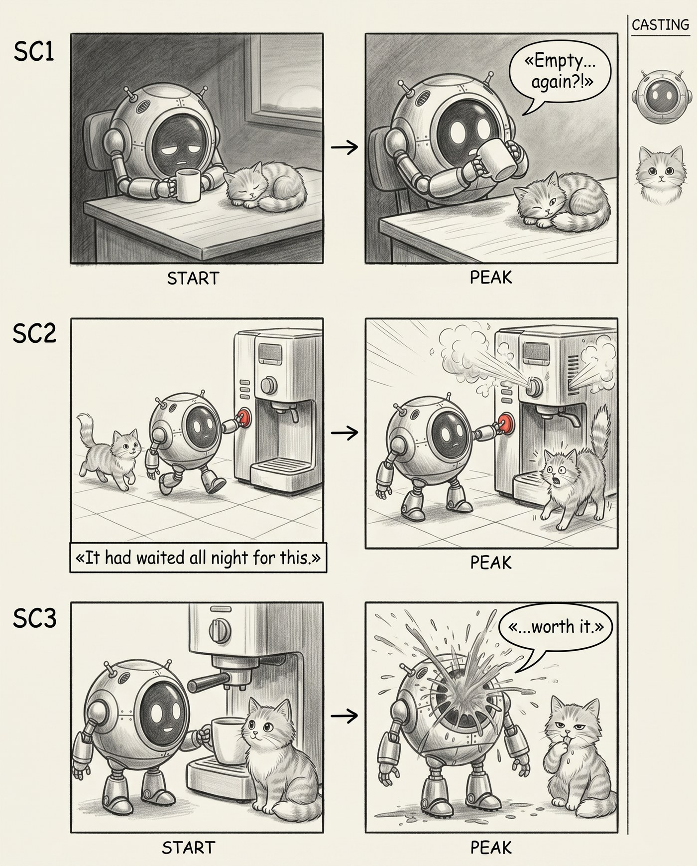 Stage 4: a second character plus the CASTING strip on the right